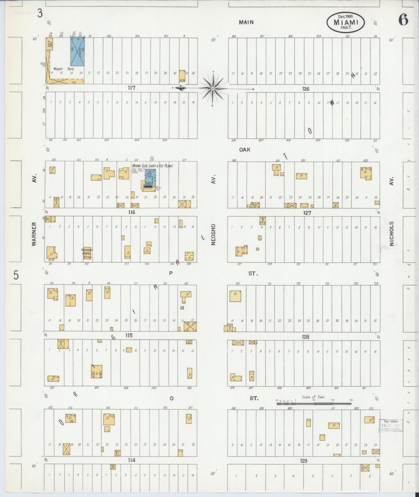 Sanborn Fire Insurance Map from Miami, Ottawa County, Oklahoma (1900), Sheet #0006 - Complete Map Set gallery image, historic Sanborn map, vintage wall art, Oklahoma Oklahoma