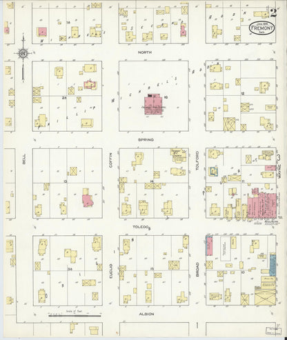 Sanborn Fire Insurance Map from Fremont, Steuben County, Indiana (1914), Sheet #0002 - Complete Map Set gallery image, historic Sanborn map, vintage wall art, Indiana Indiana