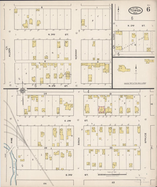 Sanborn Fire Insurance Map from Tower, Saint Louis County, Minnesota (1921), Sheet #0006 - Historic Sanborn Fire Insurance Map Print, vintage old map wall art, antique decor, genealogy gift, Minnesota Minnesota map