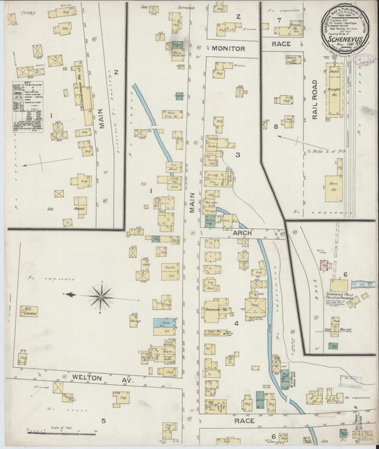 Sanborn Fire Insurance Map from Schenevus, Otsego County, New York (1887), Sheet #0001 - Historic Sanborn Fire Insurance Map Print, vintage old map wall art, antique decor, genealogy gift, New York New York map
