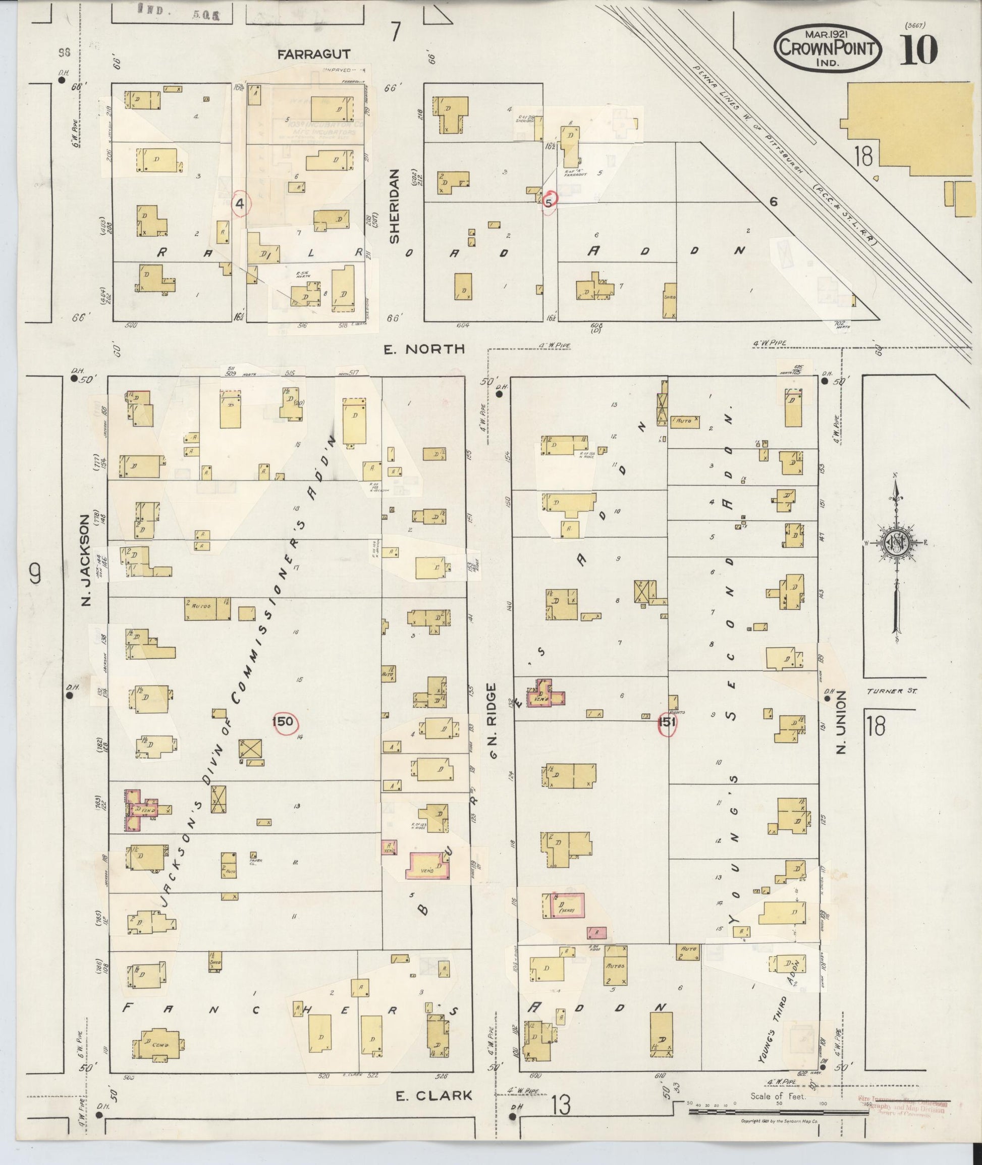Sanborn Fire Insurance Map from Crown Point, Lake County, Indiana (1948), Sheet #0010 - Historic Sanborn Fire Insurance Map Print, vintage old map wall art, antique decor, genealogy gift, Indiana Indiana map