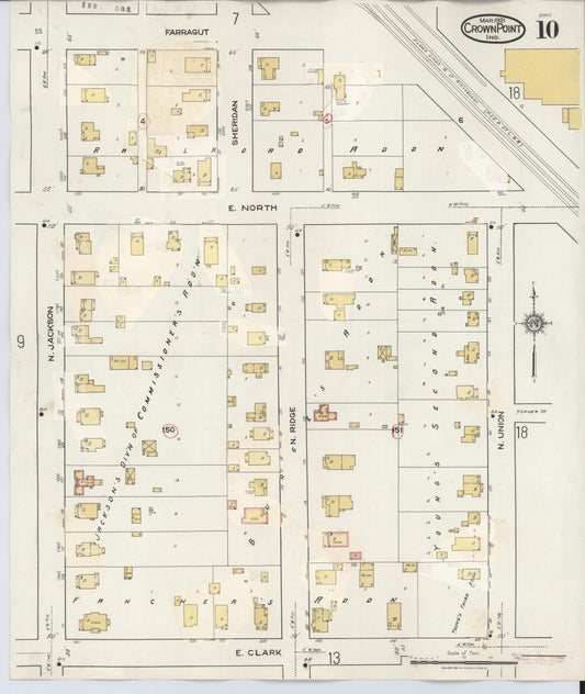 Sanborn Fire Insurance Map from Crown Point, Lake County, Indiana (1948), Sheet #0010 - Historic Sanborn Fire Insurance Map Print, vintage old map wall art, antique decor, genealogy gift, Indiana Indiana map