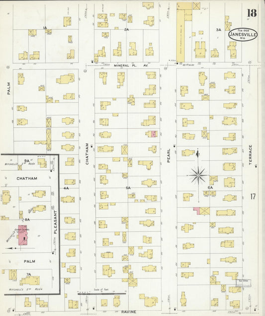 Sanborn Fire Insurance Map from Janesville, Rock County, Wisconsin (1909), Sheet #0018 - Historic Sanborn Fire Insurance Map Print, vintage old map wall art, antique decor, genealogy gift, Wisconsin Wisconsin map