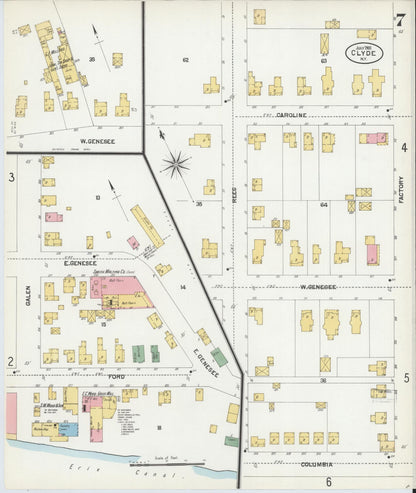 Sanborn Fire Insurance Map from Clyde, Wayne County, New York (1901), Sheet #0007 - Complete Map Set gallery image, historic Sanborn map, vintage wall art, New York New York