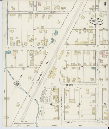 Sanborn Fire Insurance Map from Crestline, Crawford County, Ohio (1887), Sheet #0003 - Historic Sanborn Fire Insurance Map Print, vintage old map wall art, antique decor, genealogy gift, Ohio Ohio map