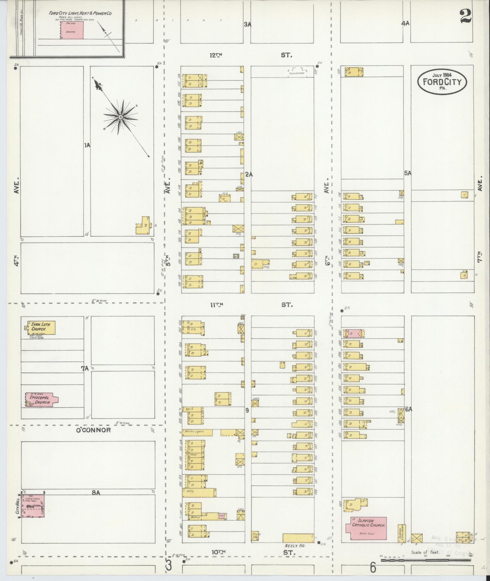 Sanborn Fire Insurance Map from Ford City, Armstrong County, Pennsylvania (1904), Sheet #0002 - Historic Sanborn Fire Insurance Map Print, vintage old map wall art, antique decor, genealogy gift, Pennsylvania Pennsylvania map