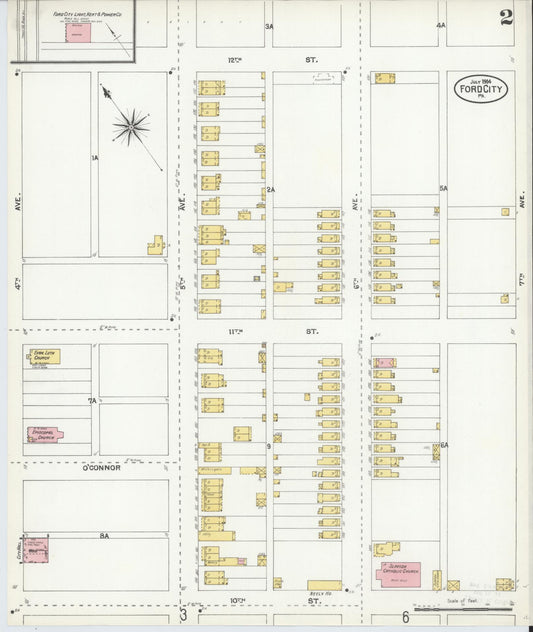 Sanborn Fire Insurance Map from Ford City, Armstrong County, Pennsylvania (1904), Sheet #0002 - Historic Sanborn Fire Insurance Map Print, vintage old map wall art, antique decor, genealogy gift, Pennsylvania Pennsylvania map