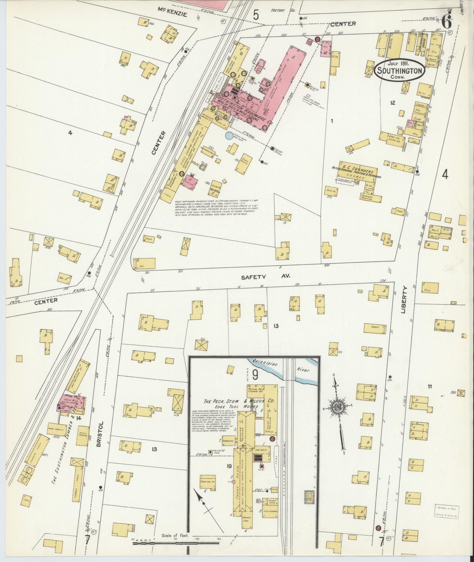 Sanborn Fire Insurance Map from Southington, Hartford County, Connecticut (1911), Sheet #0006 - Complete Map Set gallery image, historic Sanborn map, vintage wall art, Connecticut Connecticut