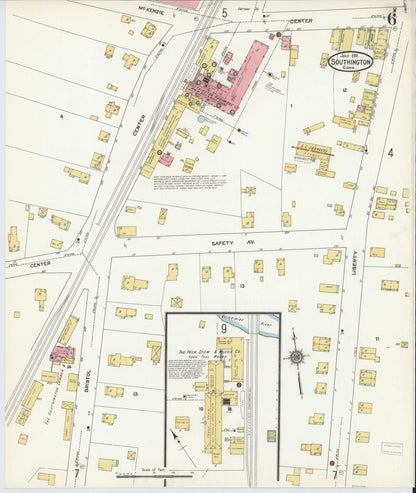 Sanborn Fire Insurance Map from Southington, Hartford County, Connecticut (1911), Sheet #0006 - Complete Map Set gallery image, historic Sanborn map, vintage wall art, Connecticut Connecticut