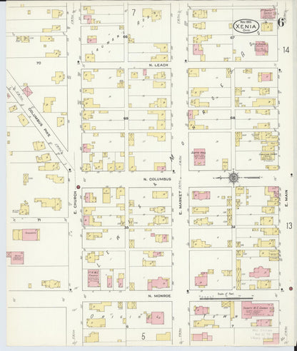 Sanborn Fire Insurance Map from Xenia, Greene County, Ohio (1910), Sheet #0006 - Complete Map Set gallery image, historic Sanborn map, vintage wall art, Ohio Ohio