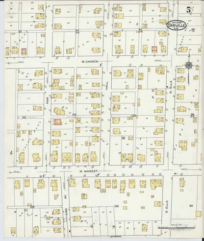 Sanborn Fire Insurance Map from Orrville, Wayne County, Ohio (1920), Sheet #0005 - Historic Sanborn Fire Insurance Map Print, vintage old map wall art, antique decor, genealogy gift, Ohio Ohio map