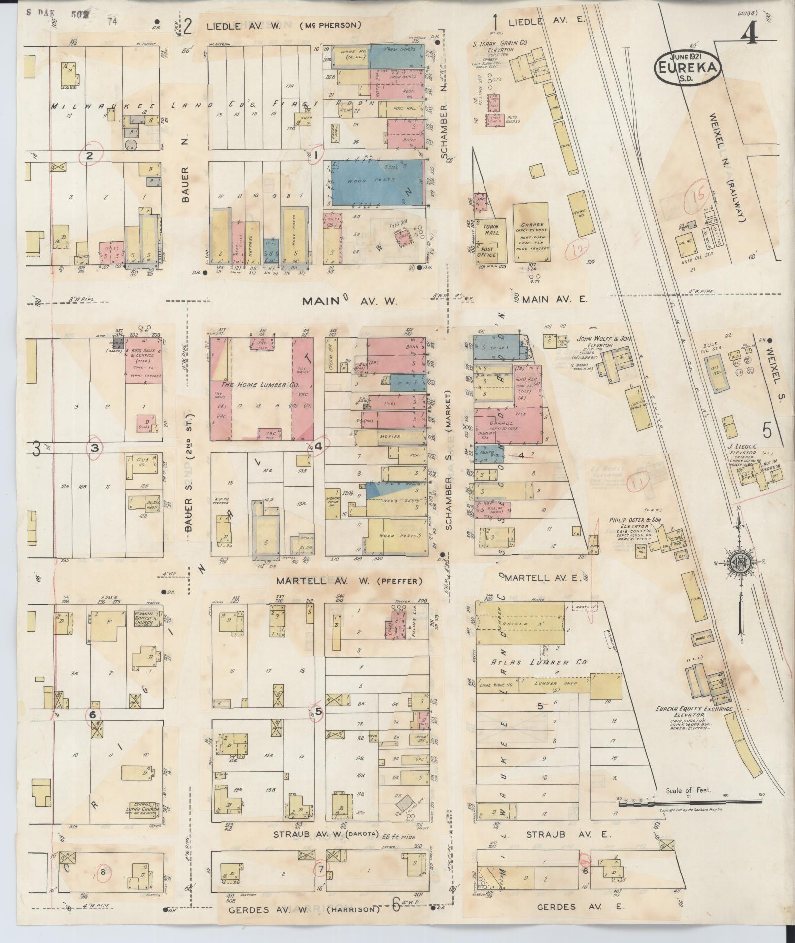 Sanborn Fire Insurance Map from Eureka, McPherson County, South Dakota (1939), Sheet #0004 - Complete Map Set gallery image, historic Sanborn map, vintage wall art, South Dakota South Dakota
