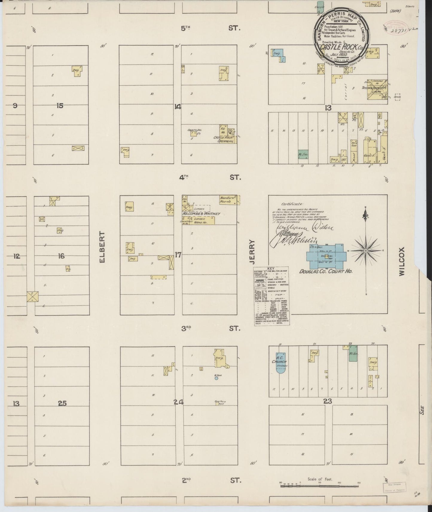 Sanborn Fire Insurance Map from Castle Rock, Douglas County, Colorado (1890), Sheet #0001 - Complete Map Set gallery image, historic Sanborn map, vintage wall art, Colorado Colorado