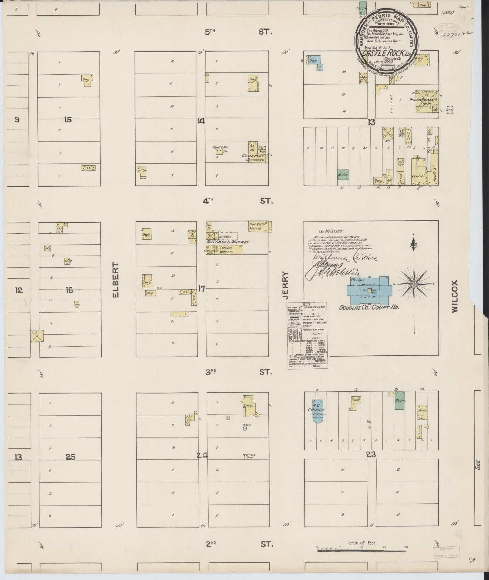 Sanborn Fire Insurance Map from Castle Rock, Douglas County, Colorado (1890), Sheet #0001 - Complete Map Set gallery image, historic Sanborn map, vintage wall art, Colorado Colorado