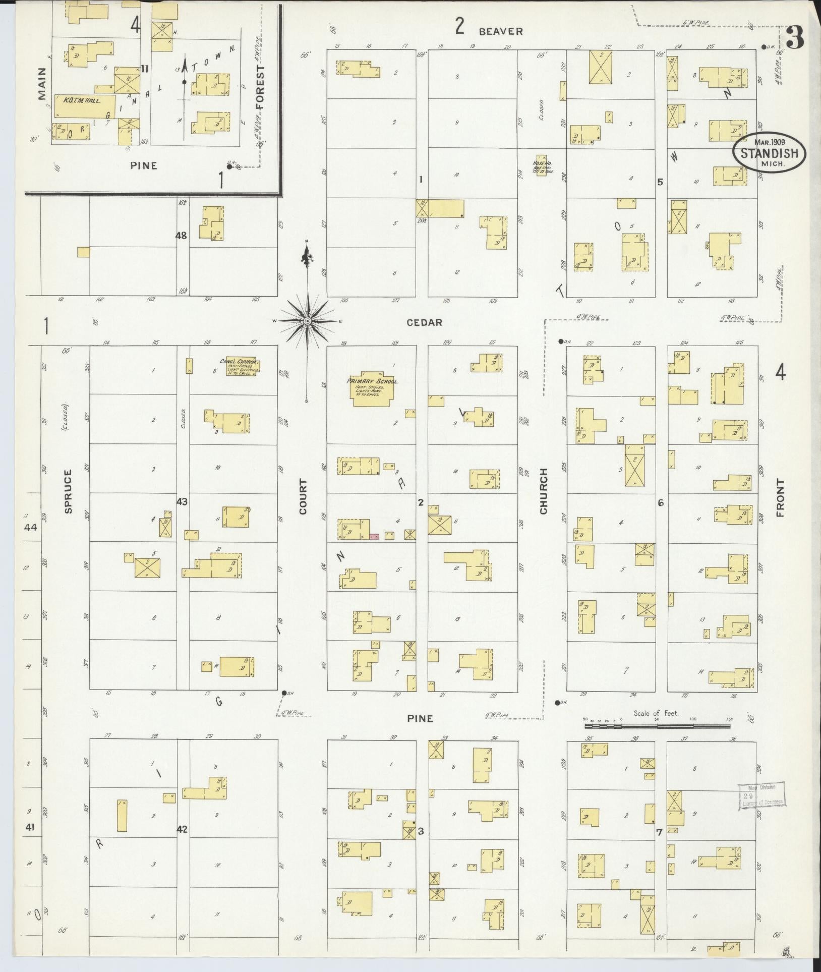 Sanborn Fire Insurance Map from Standish, Arenac County, Michigan (1909), Sheet #0003 - Historic Sanborn Fire Insurance Map Print, vintage old map wall art, antique decor, genealogy gift, Michigan Michigan map
