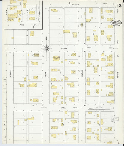 Sanborn Fire Insurance Map from Standish, Arenac County, Michigan (1909), Sheet #0003 - Historic Sanborn Fire Insurance Map Print, vintage old map wall art, antique decor, genealogy gift, Michigan Michigan map