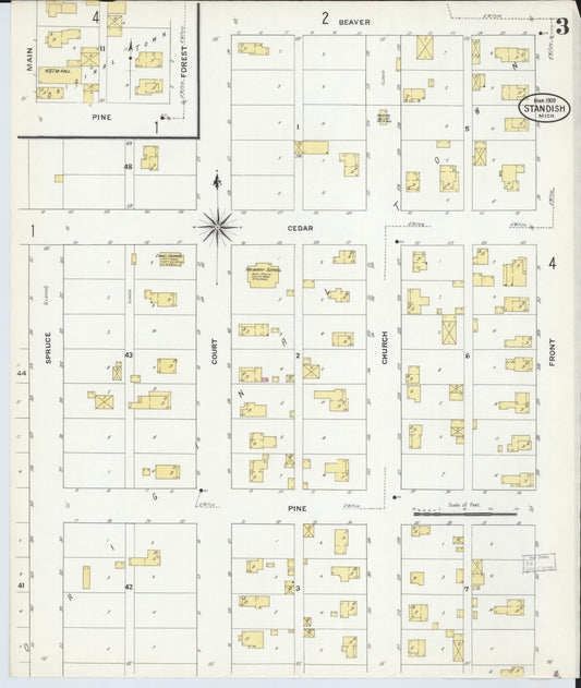 Sanborn Fire Insurance Map from Standish, Arenac County, Michigan (1909), Sheet #0003 - Historic Sanborn Fire Insurance Map Print, vintage old map wall art, antique decor, genealogy gift, Michigan Michigan map