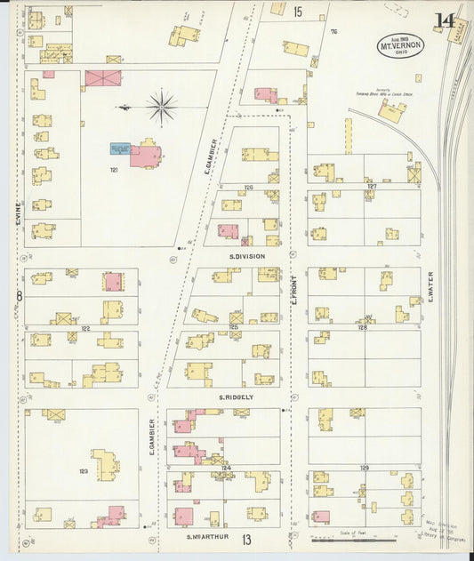 Sanborn Fire Insurance Map from Mount Vernon, Knox County, Ohio (1903), Sheet #0014 - Historic Sanborn Fire Insurance Map Print, vintage old map wall art, antique decor, genealogy gift, Ohio Ohio map