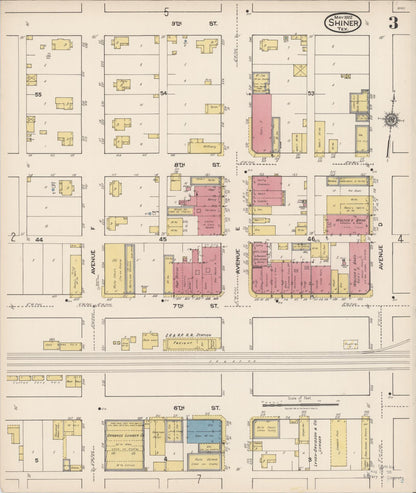 Sanborn Fire Insurance Map from Shiner, Lavaca County, Texas (1922), Sheet #0003 - Complete Map Set gallery image, historic Sanborn map, vintage wall art, Texas Texas