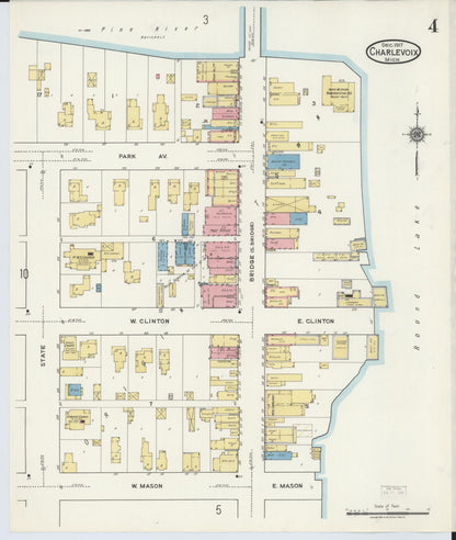 Sanborn Fire Insurance Map from Charlevoix, Charlevoix County, Michigan (1917), Sheet #0004 - Historic Sanborn Fire Insurance Map Print, vintage old map wall art, antique decor, genealogy gift, Michigan Michigan map