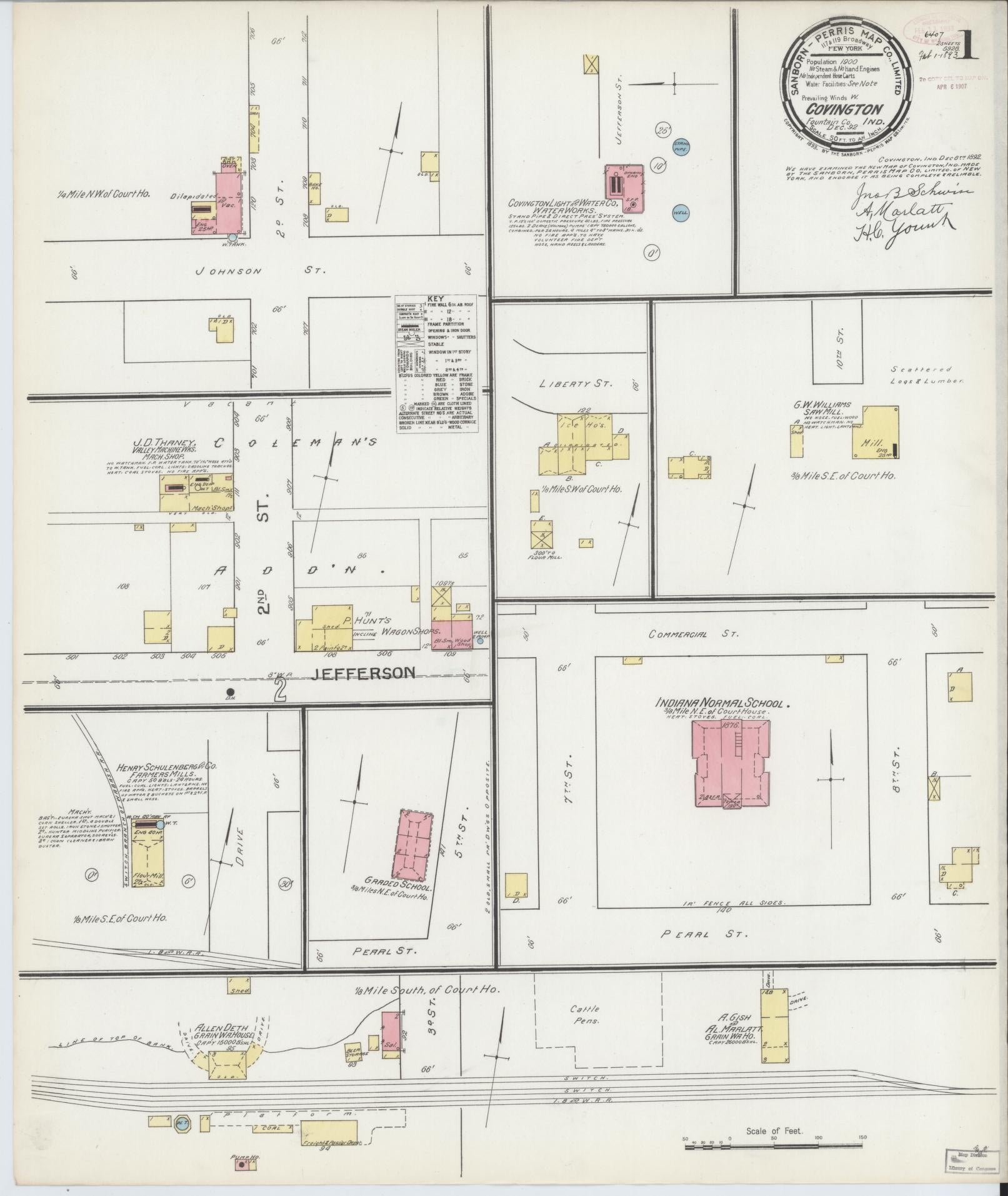 Sanborn Fire Insurance Map from Covington, Fountain County, Indiana (1892), Sheet #0001 - Complete Map Set gallery image, historic Sanborn map, vintage wall art, Indiana Indiana