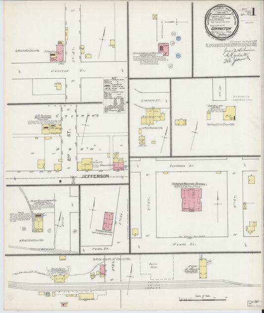Sanborn Fire Insurance Map from Covington, Fountain County, Indiana (1892), Sheet #0001 - Complete Map Set gallery image, historic Sanborn map, vintage wall art, Indiana Indiana