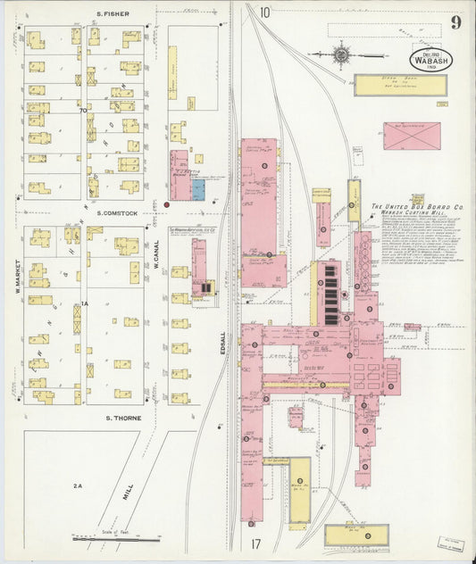 Sanborn Fire Insurance Map from Wabash, Wabash County, Indiana (1910), Sheet #0009 - Historic Sanborn Fire Insurance Map Print, vintage old map wall art, antique decor, genealogy gift, Indiana Indiana map