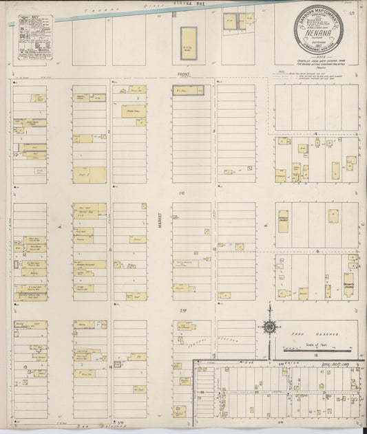 Sanborn Fire Insurance Map from Nenana, Yukon-koyukuk Census Division, Alaska (1917), Sheet #0001 - Historic Sanborn Fire Insurance Map Print, vintage old map wall art, antique decor, genealogy gift, Alaska Alaska map