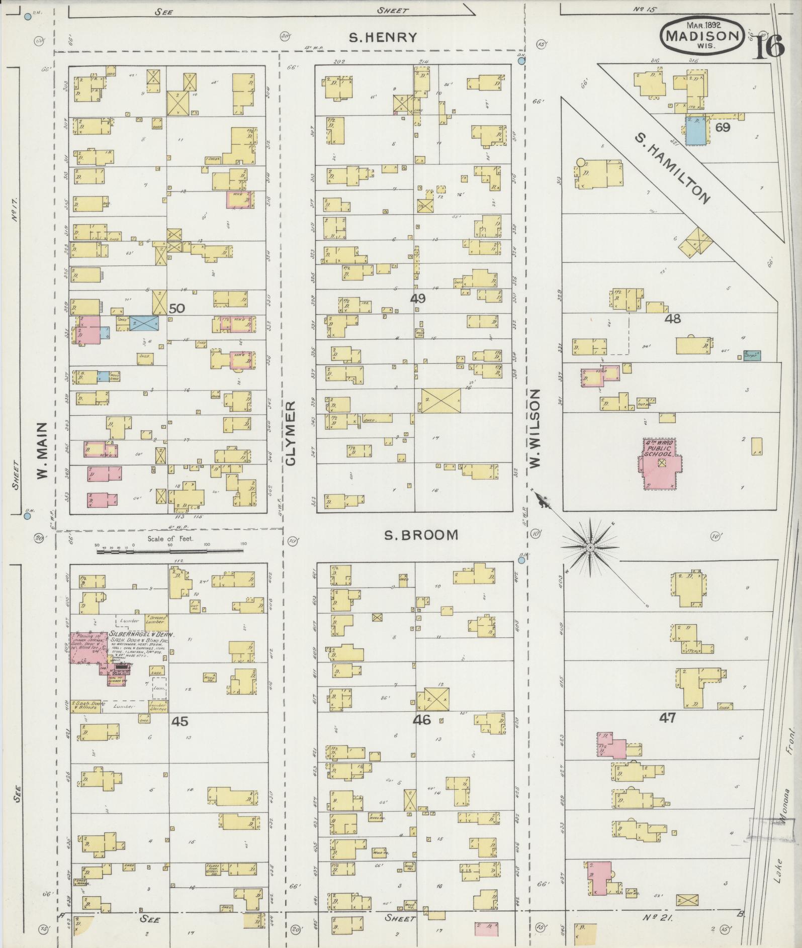 Sanborn Fire Insurance Map from Madison, Dane County, Wisconsin (1892), Sheet #0016 - Complete Map Set gallery image, historic Sanborn map, vintage wall art, Wisconsin Wisconsin