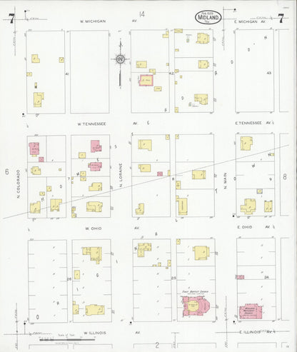Sanborn Fire Insurance Map from Midland, Midland County, Texas (1929), Sheet #0007 - Complete Map Set gallery image, historic Sanborn map, vintage wall art, Texas Texas