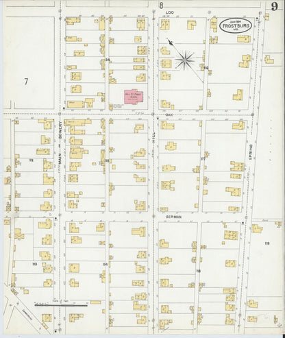 Sanborn Fire Insurance Map from Frostburg, Allegany County, Maryland (1904), Sheet #0009 - Complete Map Set gallery image, historic Sanborn map, vintage wall art, Maryland Maryland