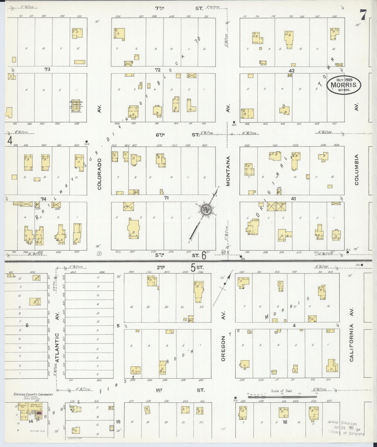 Sanborn Fire Insurance Map from Morris, Stevens County, Minnesota (1909), Sheet #0007 - Complete Map Set gallery image, historic Sanborn map, vintage wall art, Minnesota Minnesota