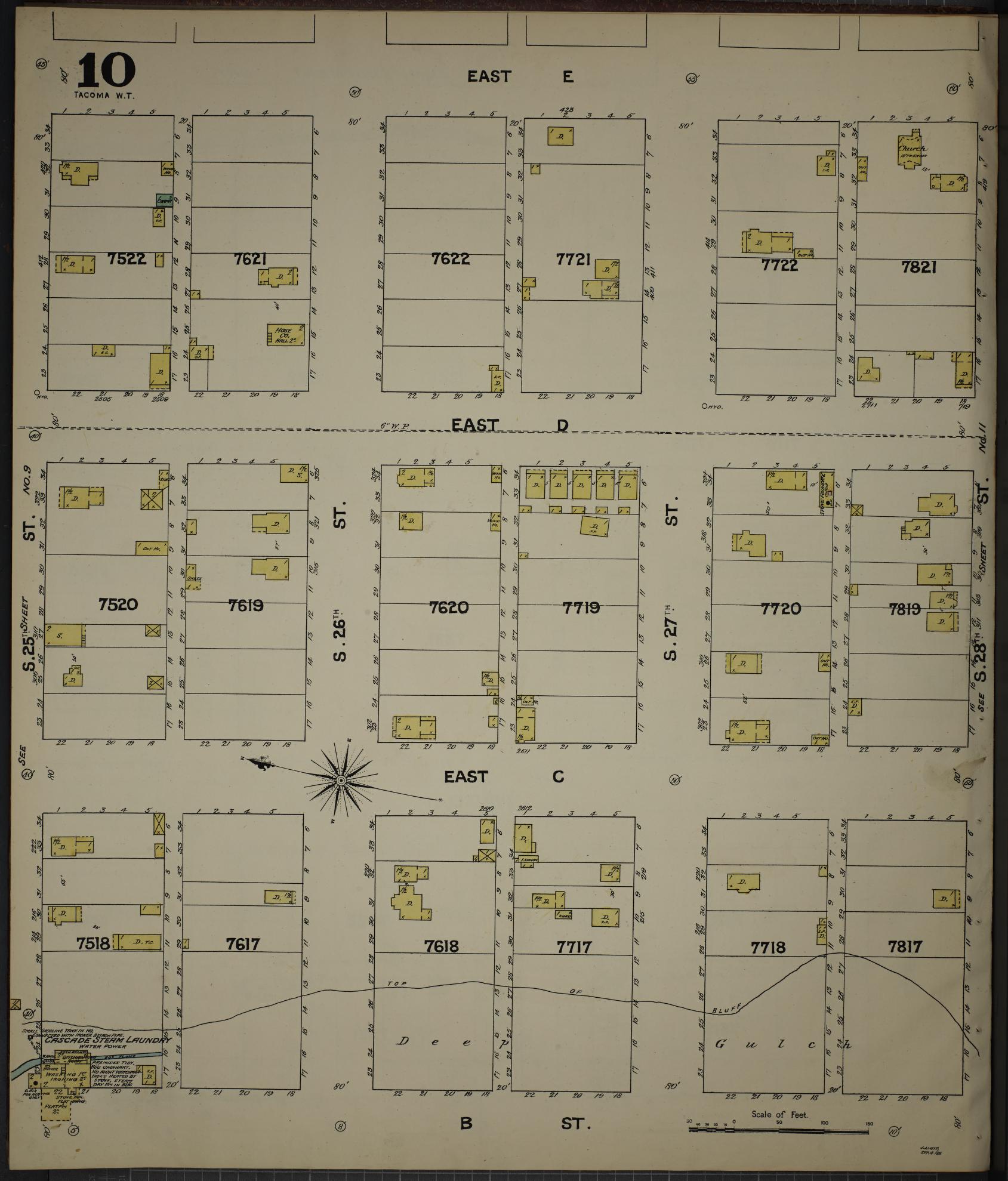 Sanborn Fire Insurance Map from Tacoma, Pierce County, Washington (1888), Sheet #0010 - Complete Map Set gallery image, historic Sanborn map, vintage wall art, Washington Washington