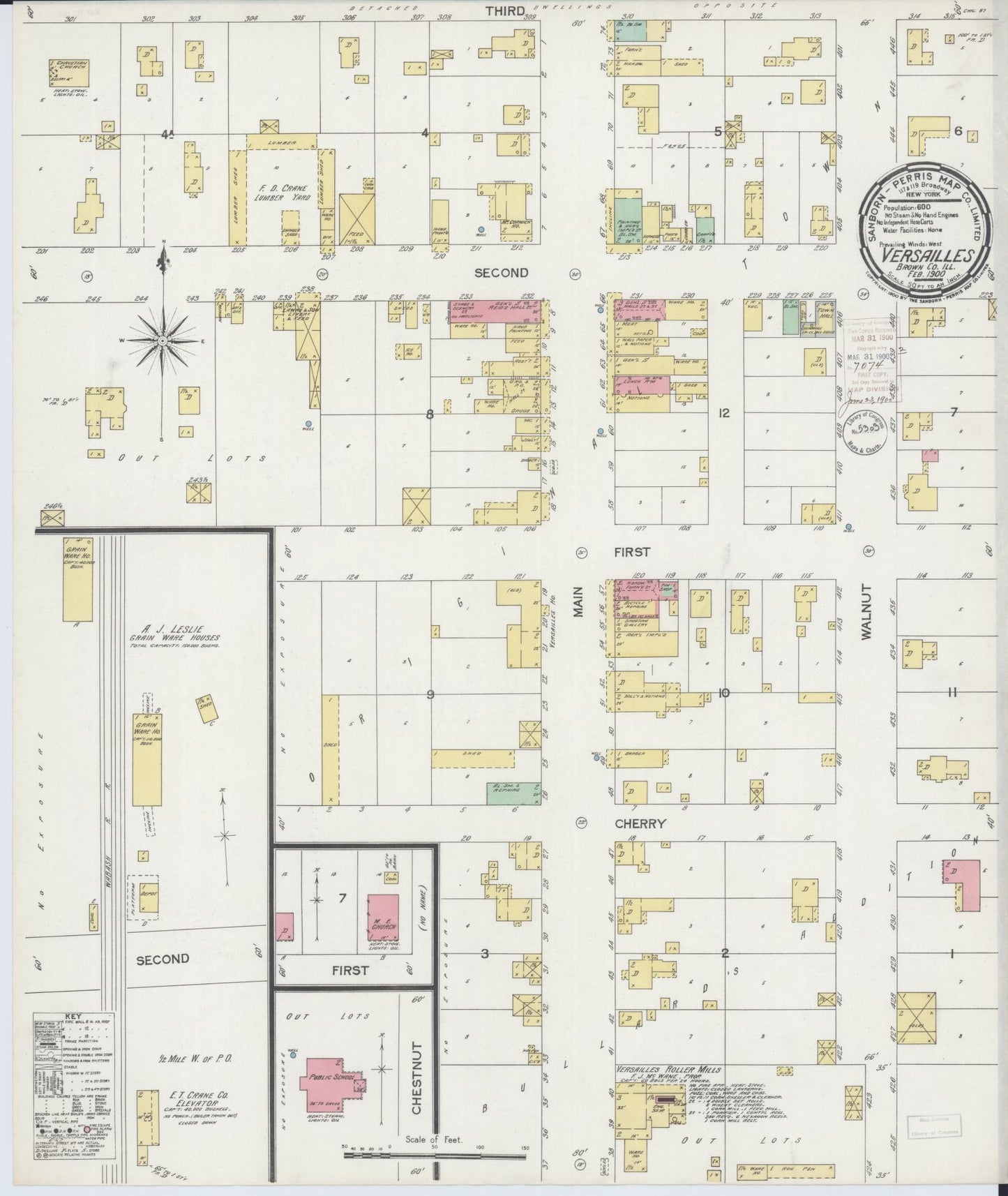 Sanborn Fire Insurance Map from Versailles, Brown County, Illinois (1900), Sheet #0001 - Historic Sanborn Fire Insurance Map Print, vintage old map wall art, antique decor, genealogy gift, Illinois Illinois map