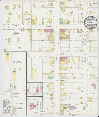Sanborn Fire Insurance Map from Versailles, Brown County, Illinois (1900), Sheet #0001 - Historic Sanborn Fire Insurance Map Print, vintage old map wall art, antique decor, genealogy gift, Illinois Illinois map
