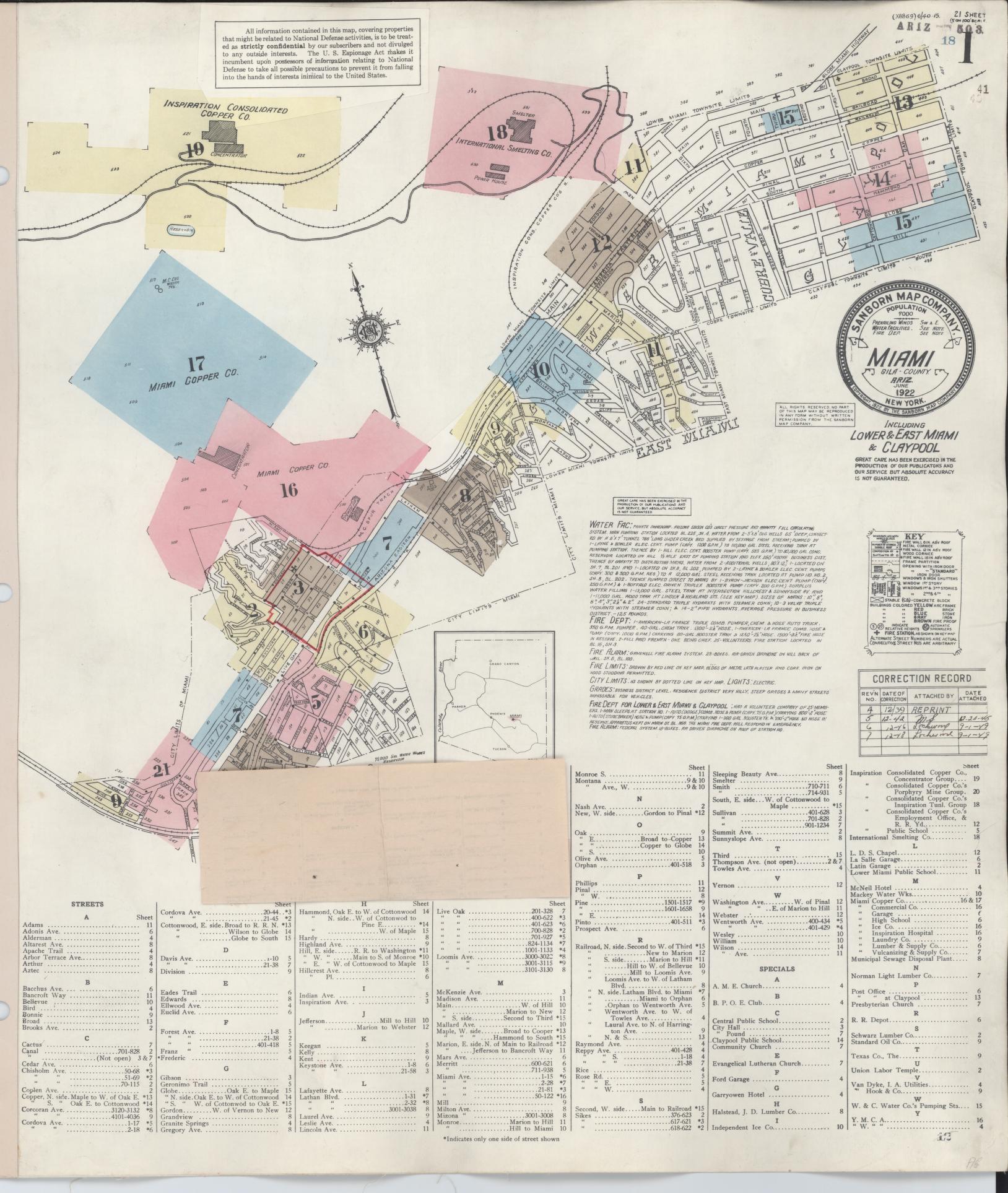 Sanborn Fire Insurance Map from Miami, Gila County, Arizona. (1948) – Historic Sanborn Fire Insurance Map Print