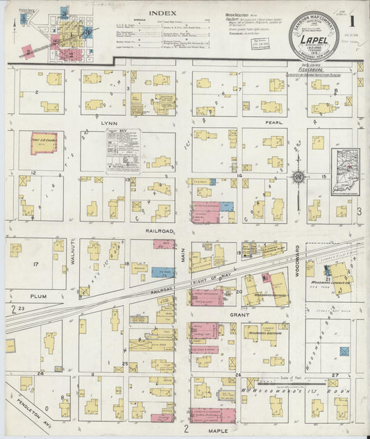 Sanborn Fire Insurance Map from Lapel, Madison County, Indiana (1918), Sheet #0001 - Complete Map Set gallery image, historic Sanborn map, vintage wall art, Indiana Indiana