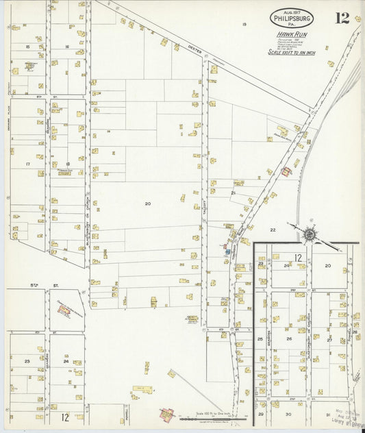 Sanborn Fire Insurance Map from Philipsburg, Centre County, Pennsylvania (1917), Sheet #0012 - Historic Sanborn Fire Insurance Map Print, vintage old map wall art, antique decor, genealogy gift, Pennsylvania Pennsylvania map