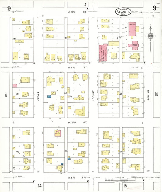 Sanborn Fire Insurance Map from Atlantic, Cass County, Iowa (1923), Sheet #0009 - Historic Sanborn Fire Insurance Map Print, vintage old map wall art