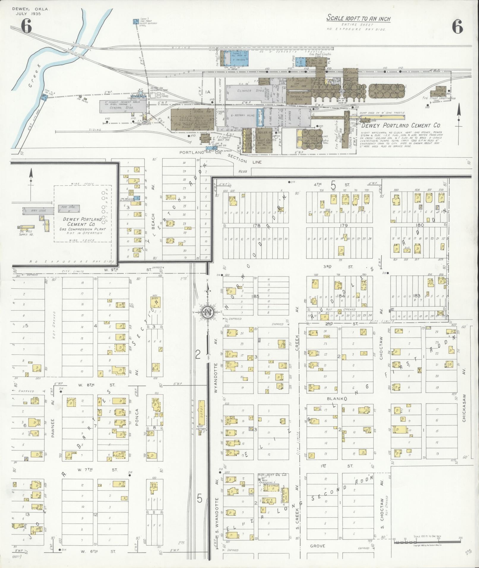 Sanborn Fire Insurance Map from Dewey, Washington County, Oklahoma (1935), Sheet #0006 - Complete Map Set gallery image, historic Sanborn map, vintage wall art, Oklahoma Oklahoma