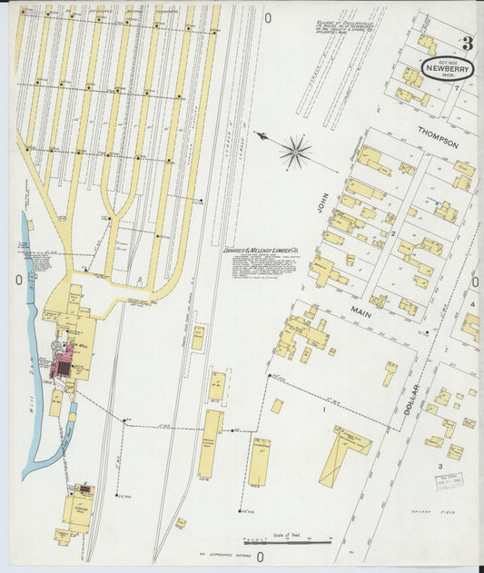 Sanborn Fire Insurance Map from Newberry, Luce County, Michigan (1900), Sheet #0003 - Historic Sanborn Fire Insurance Map Print, vintage old map wall art, antique decor, genealogy gift, Michigan Michigan map