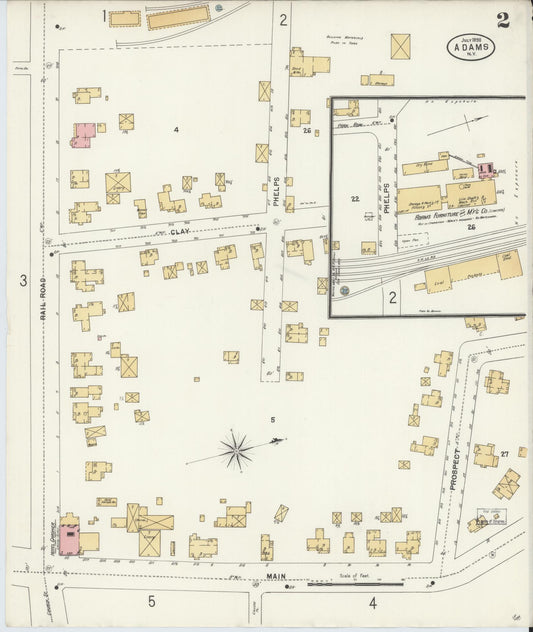 Sanborn Fire Insurance Map from Adams, Jefferson County, New York (1898), Sheet #0002 - Historic Sanborn Fire Insurance Map Print, vintage old map wall art, antique decor, genealogy gift, New York New York map