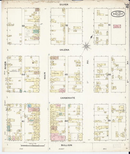 Sanborn Fire Insurance Map from Hailey, Blaine County, Idaho (1888), Sheet #0002 - Complete Map Set gallery image, historic Sanborn map, vintage wall art, Idaho Idaho