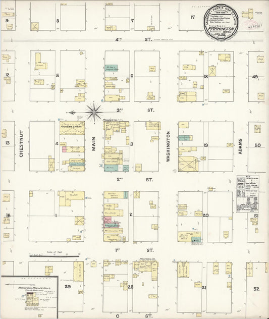Sanborn Fire Insurance Map from Farmington, Whitman County, Washington (1891), Sheet #0001 - Historic Sanborn Fire Insurance Map Print, vintage old map wall art, antique decor, genealogy gift, Washington Washington map