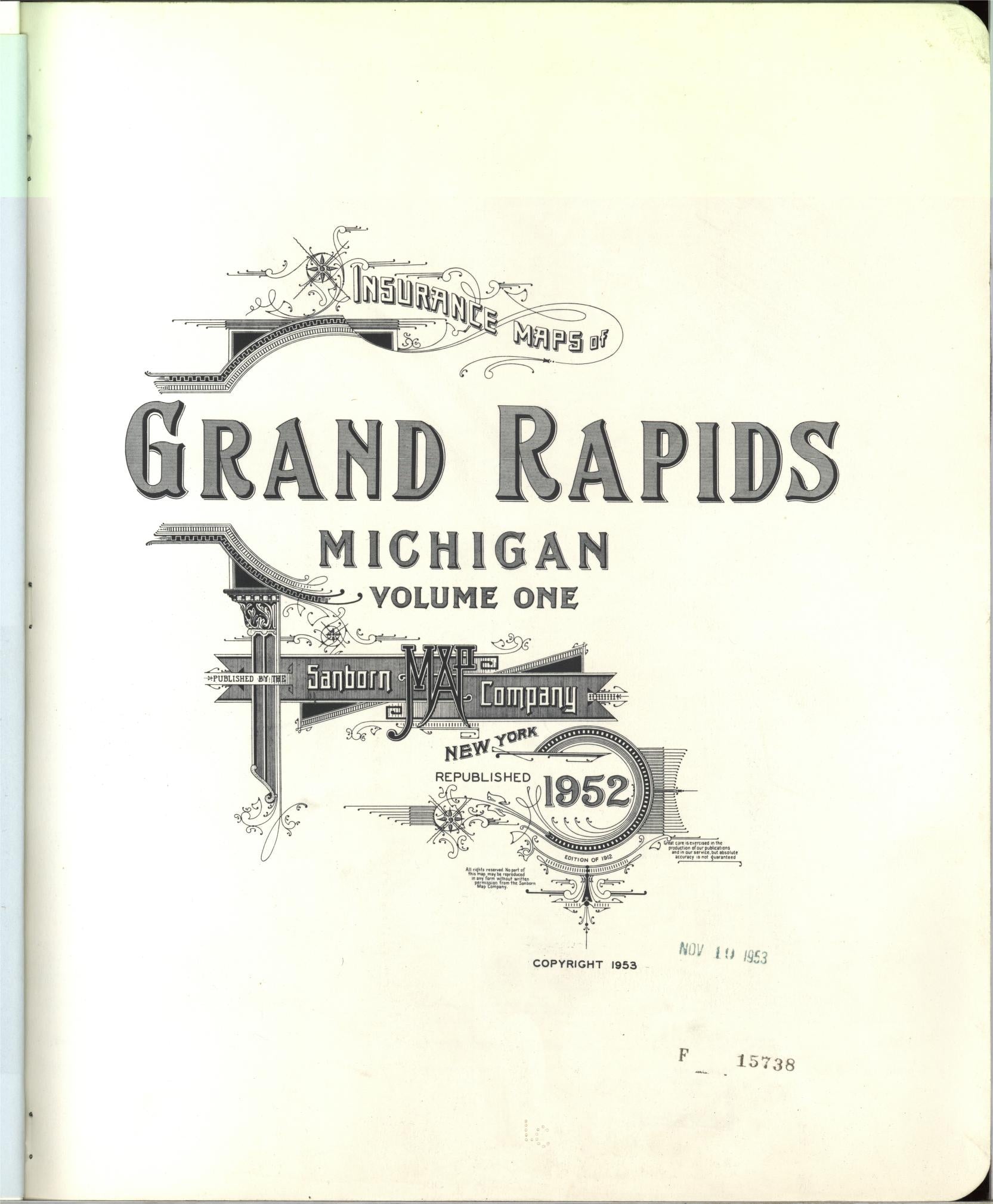 Sanborn Fire Insurance Map from Grand Rapids, Kent County, Michigan. (1952) – Historic Sanborn Fire Insurance Map Print