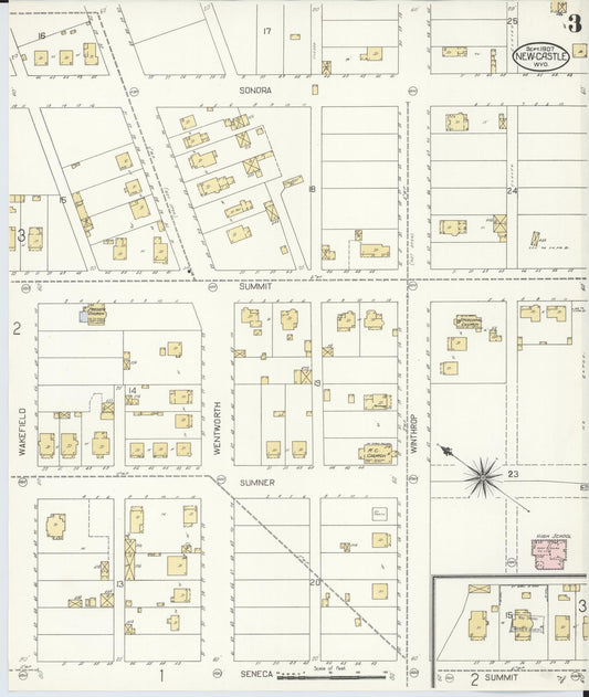 Sanborn Fire Insurance Map from Newcastle, Weston County, Wyoming (1907), Sheet #0003 - Historic Sanborn Fire Insurance Map Print, vintage old map wall art, antique decor, genealogy gift, Wyoming Wyoming map