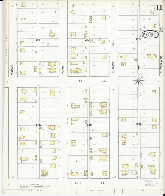 Sanborn Fire Insurance Map from Wichita, Sedgwick County, Kansas (1892), Sheet #0011 - Historic Sanborn Fire Insurance Map Print, vintage old map wall art, antique decor, genealogy gift, Kansas Kansas map