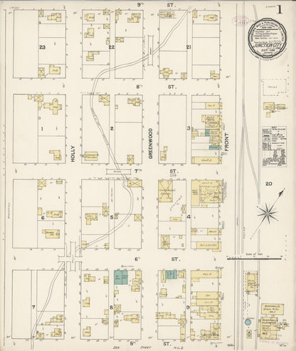 Sanborn Fire Insurance Map from Junction City, Lane County, Oregon (1888), Sheet #0001 - Complete Map Set gallery image, historic Sanborn map, vintage wall art, Oregon Oregon