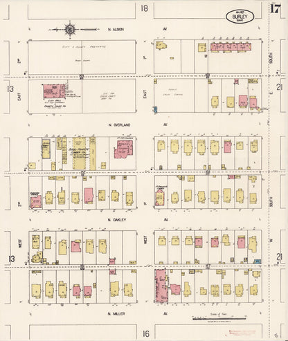 Sanborn Fire Insurance Map from Burley, Cassia County, Idaho (1921), Sheet #0017 - Complete Map Set gallery image, historic Sanborn map, vintage wall art, Idaho Idaho