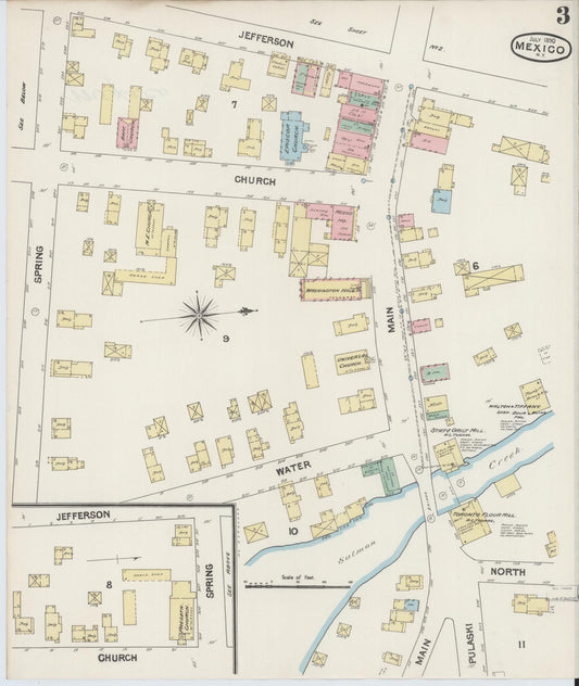 Sanborn Fire Insurance Map from Mexico, Oswego County, New York (1890), Sheet #0003 - Historic Sanborn Fire Insurance Map Print, vintage old map wall art, antique decor, genealogy gift, New York New York map